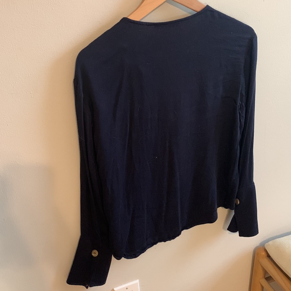Something Navy Blue Button Down Top - image 2